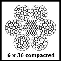 6x36 IWRC Compacted Wire Rope